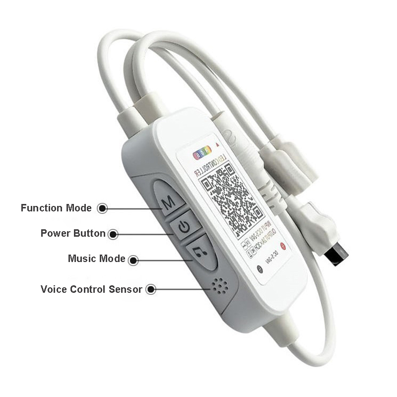 DC5-24V RGB Bluetooth/WiFi Music APP LED Mini Controller With 24 Keys Remote Control, Work With Alexa & Google Assitant DC5-24V RGB Bluetooth/WiFi Music APP LED Mini Controller With 24 Keys Remote Control, Work With Alexa & Google Assitant